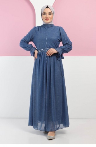 Baby Blue Hijab Evening Dress 13700.Bebe Mavisi