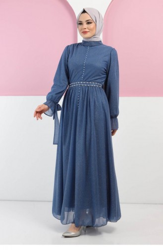 Baby Blue Hijab Evening Dress 13700.Bebe Mavisi