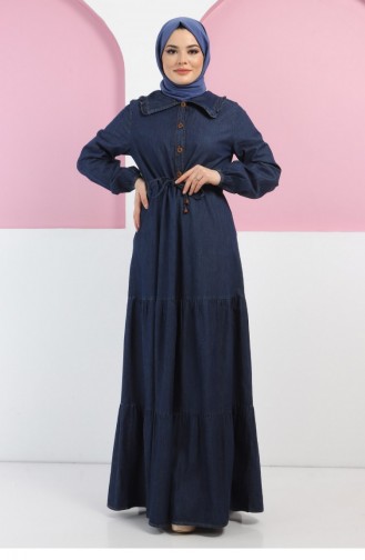 Dark Blue Jeans Hijab Dress 14000.Koyu Kot