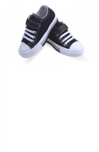 Papuçcity 02074 Unisex Çocuk Işıklı Keten Konvers Spor Ayakkabı Siyah