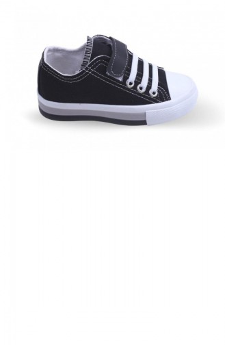 Papuçcity 02074 Unisex Çocuk Işıklı Keten Konvers Spor Ayakkabı Siyah