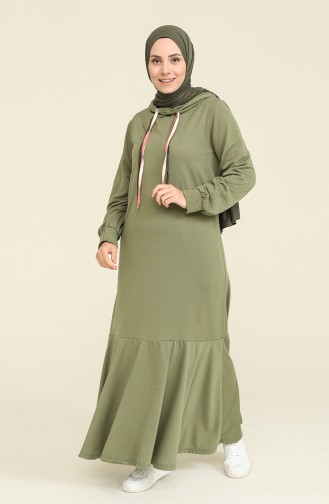 Unreife Mandelgrün Hijab Kleider 6005-02