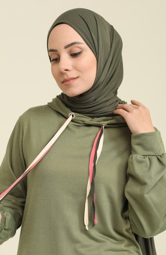 Unreife Mandelgrün Hijab Kleider 6005-02