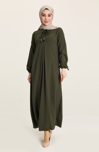 Dark Khaki İslamitische Jurk 4536-11