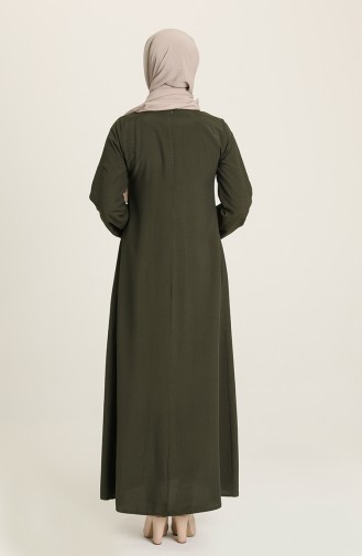 Elastic Sleeve Dress 4536-11 Dark Khaki 4536-11
