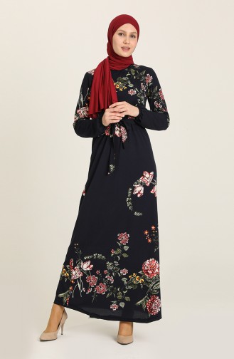 Dunkelblau Hijab Kleider 0125-02