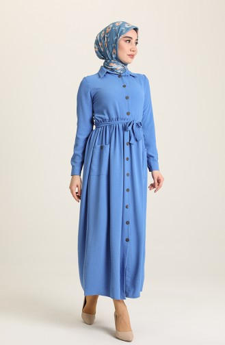 Blau Hijab Kleider 5628-04