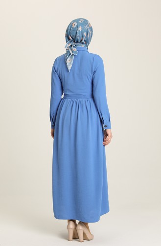 Aerobin Fabric Full Length Buttoned Dress 5628-04 Blue 5628-04