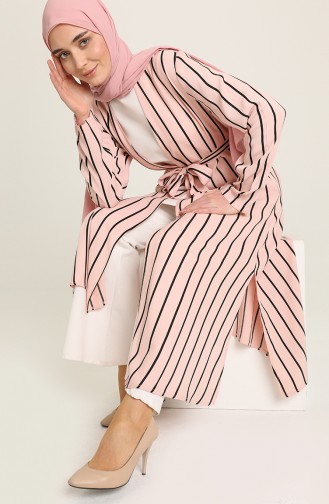 Striped Long Jacket 1008-02 Powder 1008-02