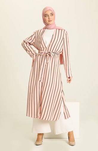 Striped Long Jacket 1008-02 Powder 1008-02