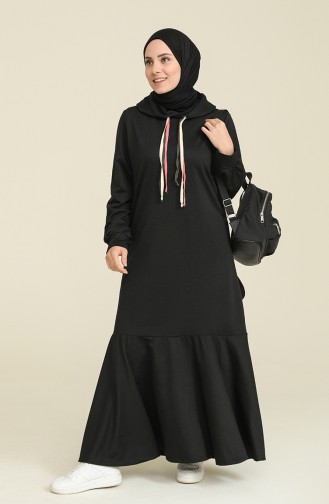 Schwarz Hijab Kleider 6005-05