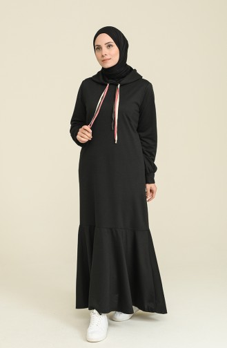 Schwarz Hijab Kleider 6005-05