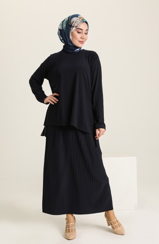 Sandy Tunik Etek İkili Takım 6000-02 Lacivert
