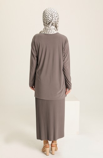 Sandy Tunik Etek İkili Takım 6000-03 Vizon