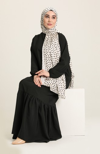 Schwarz Hijab Kleider 1111-01