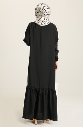 Büzgülü Elbise 1111-01 Siyah