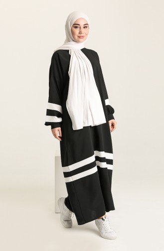 Schwarz Hijab Kleider 1113-01