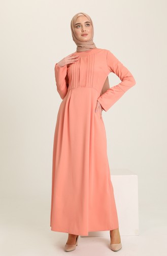 Lachsrosa Hijab Kleider 3371-02