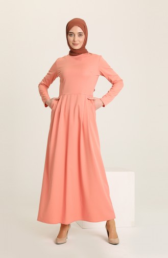 Lachsrosa Hijab Kleider 3372-01