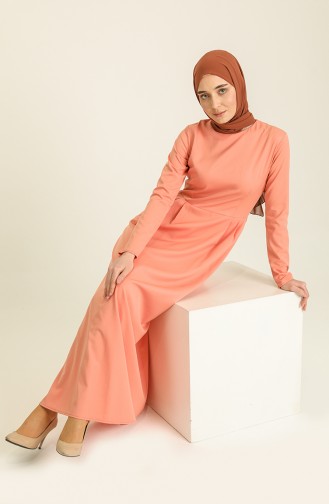 Salmon Hijab Dress 3372-01