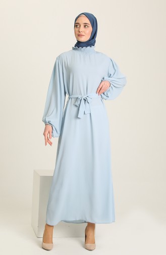 Babyblau Hijab Kleider 3373-01