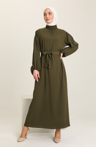 Khaki Hijab Dress 3373-04