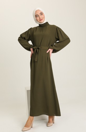 Khaki Hijab Dress 3373-04