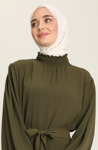Khaki Hijab Kleider 3373-04