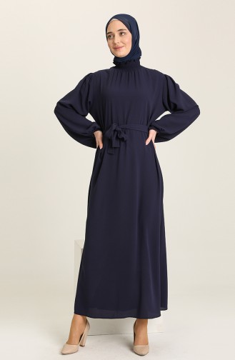 Navy Blue Hijab Dress 3373-05