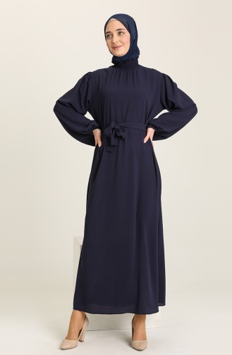 Navy Blue İslamitische Jurk 3373-05