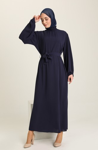 Navy Blue Hijab Dress 3373-05