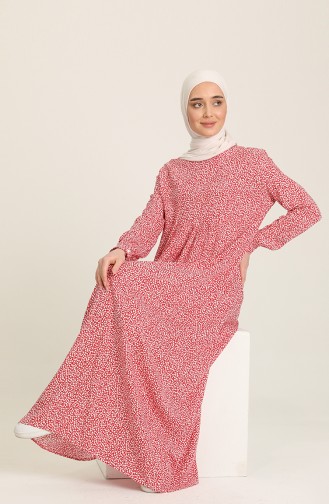 Red Hijab Dress 3374-07