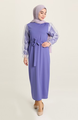 Violet Color Hijab Dress 8003-04