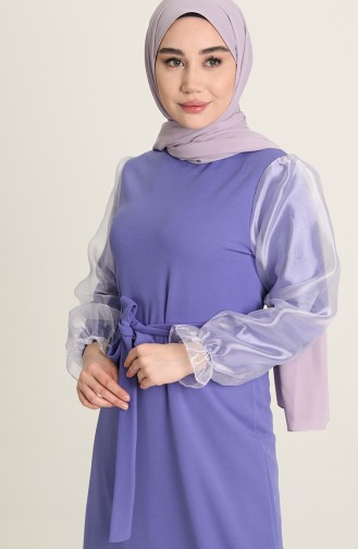 Violet Color Hijab Dress 8003-04