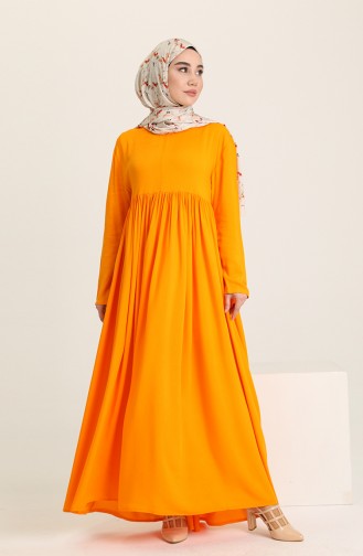 Büzgülü Elbise 0404-05 Oranj