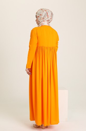 Büzgülü Elbise 0404-05 Oranj