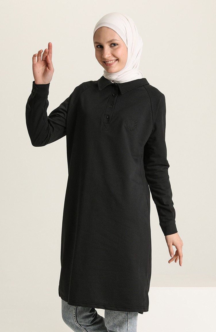Polo Yaka Tunik 3026-01 Siyah