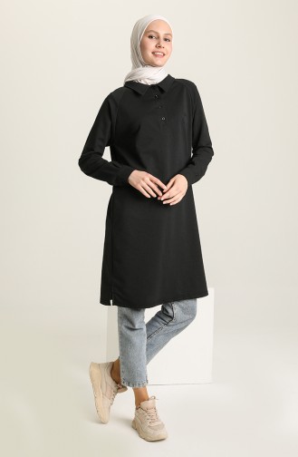 Polo Yaka Tunik 3026-01 Siyah