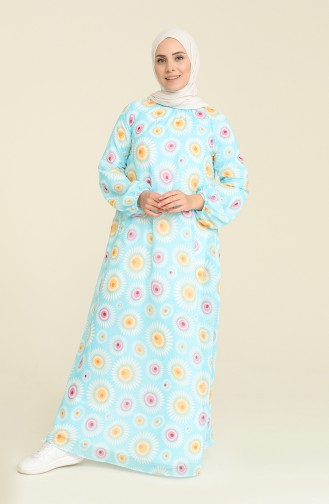 Türkis Hijab Kleider 7284-03