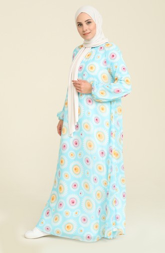 Turquoise Hijab Dress 7284-03