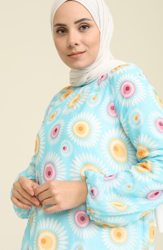 Türkis Hijab Kleider 7284-03