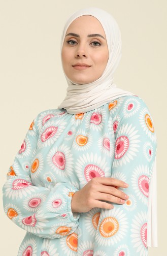 Grün Hijab Kleider 7284-01
