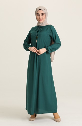 Robe Manches Élastiques Avec Plis en A 4536-04 Vert émeraude 4536-04