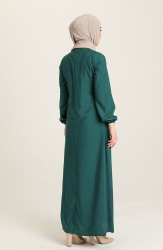 Elastic Sleeve A Pleat Dress 4536-04 Emerald Green 4536-04