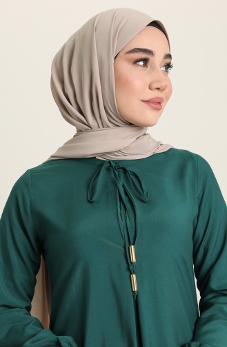 Elastic Sleeve A Pleat Dress 4536-04 Emerald Green 4536-04
