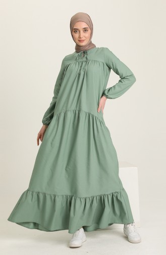 Green Hijab Dress 7298-08