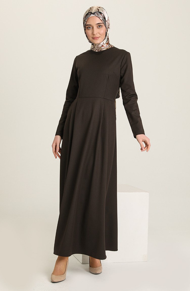 Brown Hijab Dress 3372-03 | Sefamerve