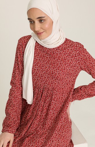 Claret Red Hijab Dress 3374-08