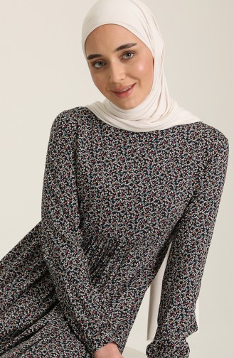 Schwarz Hijab Kleider 3374-09
