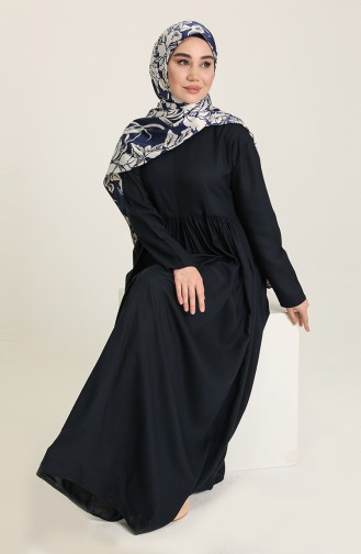 Navy Blue Hijab Dress 0404-01
